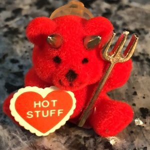 Hot Stuff felted bear pin